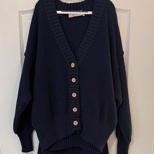 Free People Deep Blue Cardigan Sweater set